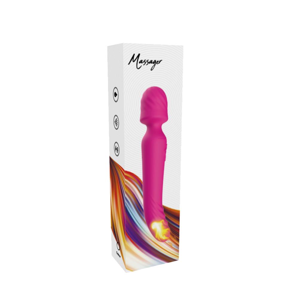 Magenta Color 9 Speeds Rechargeable Silicone Wand Massager with Heating Function