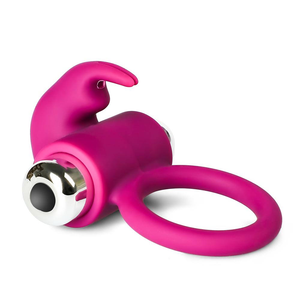 Magenta Color Silicone Rabbit Vibrating Cock Ring