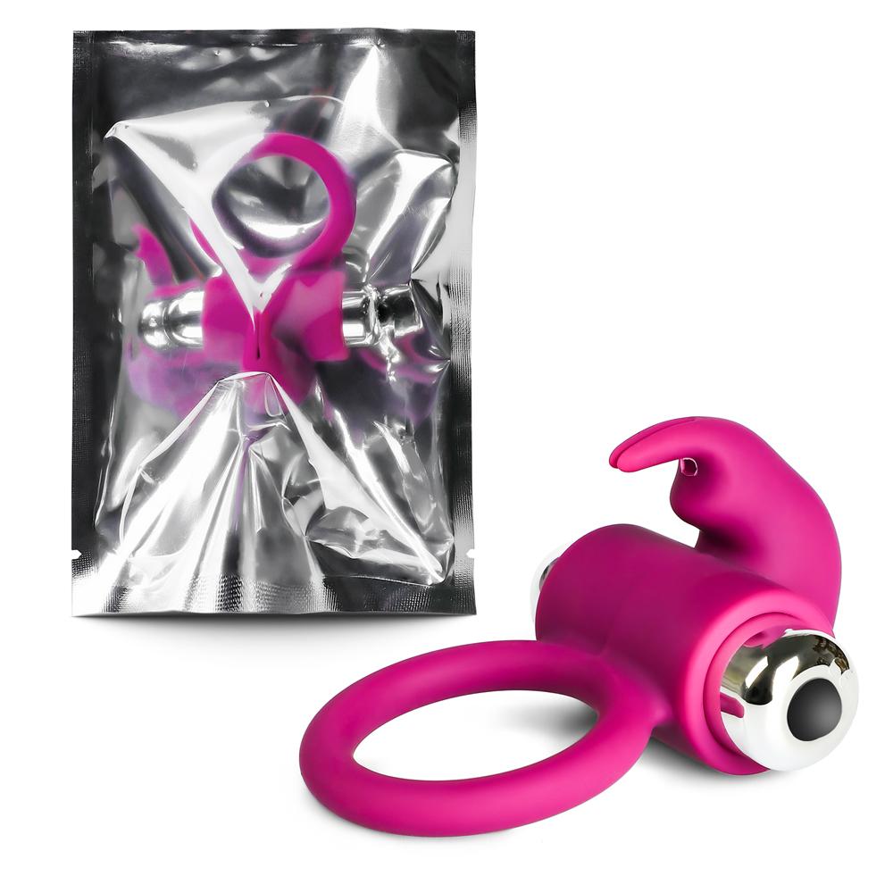 Magenta Color Silicone Rabbit Vibrating Cock Ring