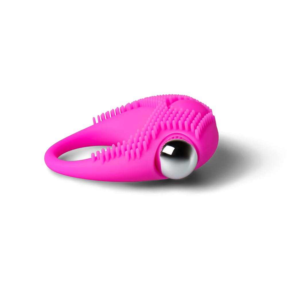 Magenta Color Silicone Vibrating Cock Ring with Clitoral Stimulator