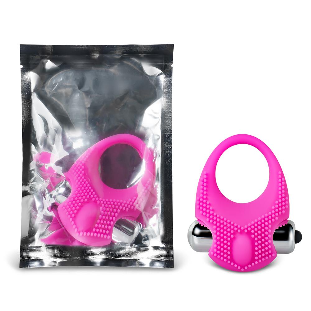 Magenta Color Silicone Vibrating Cock Ring with Clitoral Stimulator