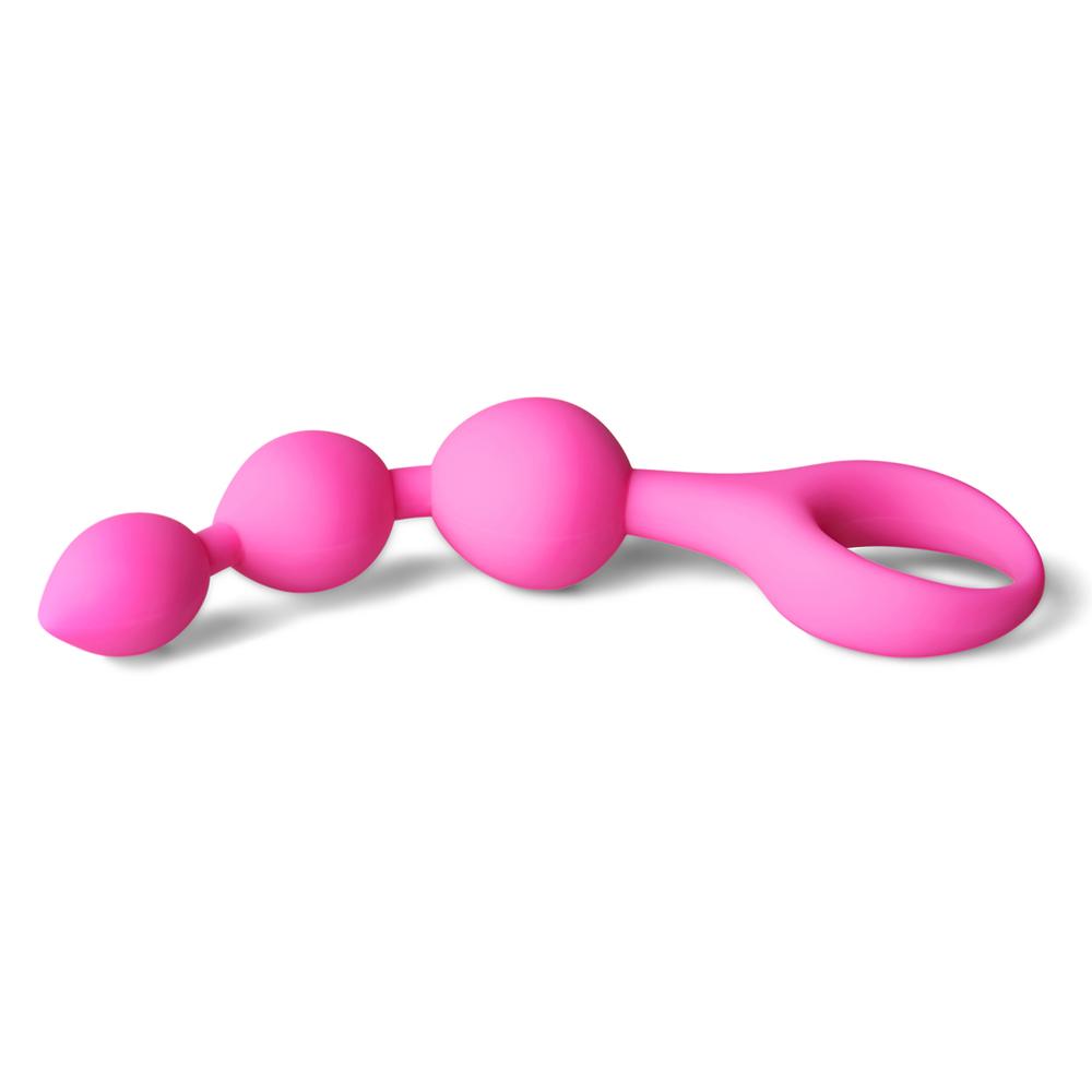 Magenta Silicone Anal Triball Beaded Butt Plug