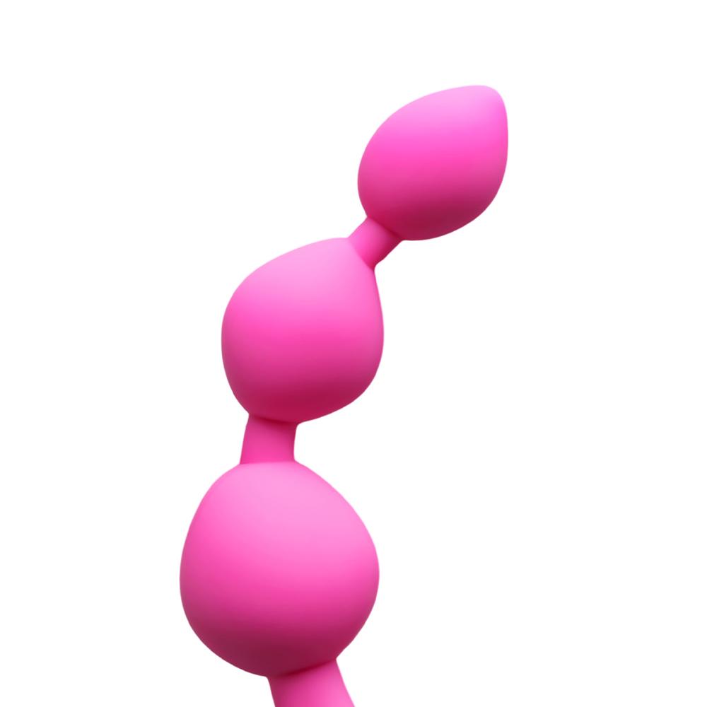 Magenta Silicone Anal Triball Beaded Butt Plug