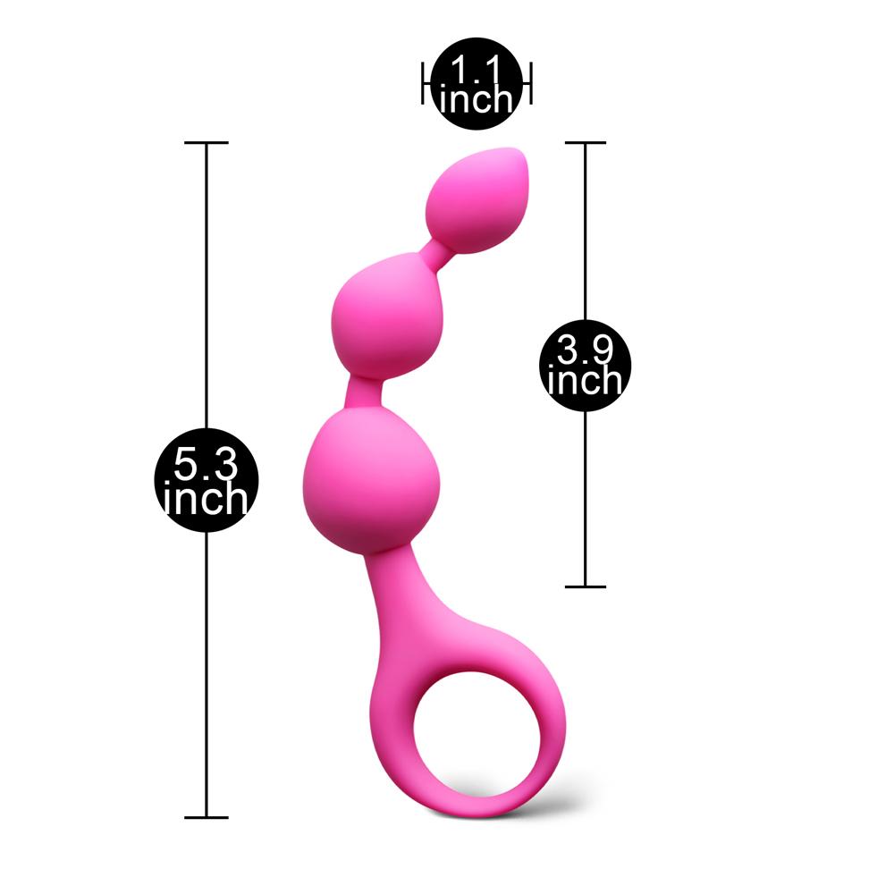 Magenta Silicone Anal Triball Beaded Butt Plug