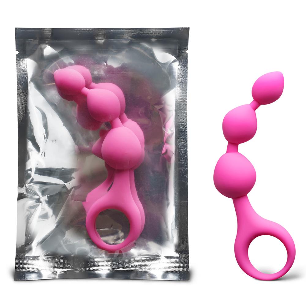 Magenta Silicone Anal Triball Beaded Butt Plug