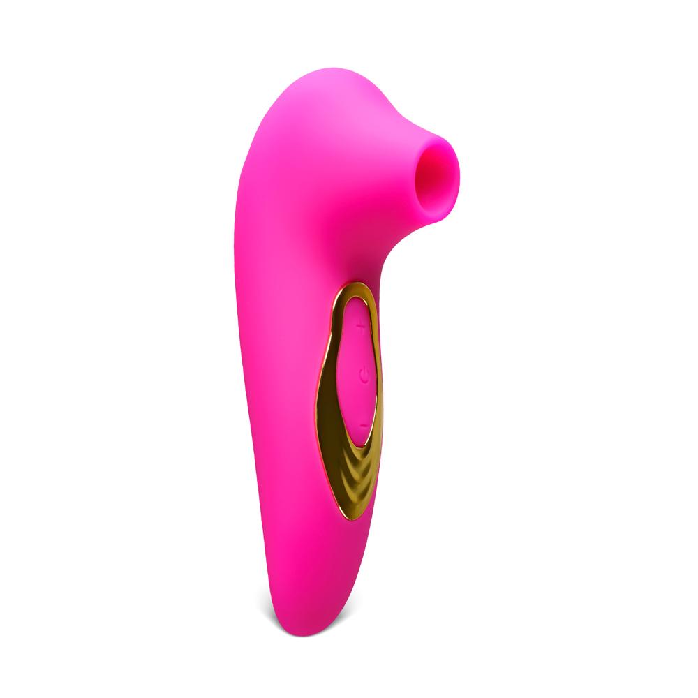 Magenta Sucking Massager with Plated Accent - 5-Speed, Medical Grade Silicone, Waterproof, Rechargeable