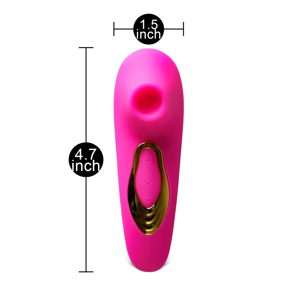 Magenta Sucking Massager with Plated Accent - 5-Speed, Medical Grade Silicone, Waterproof, Rechargeable