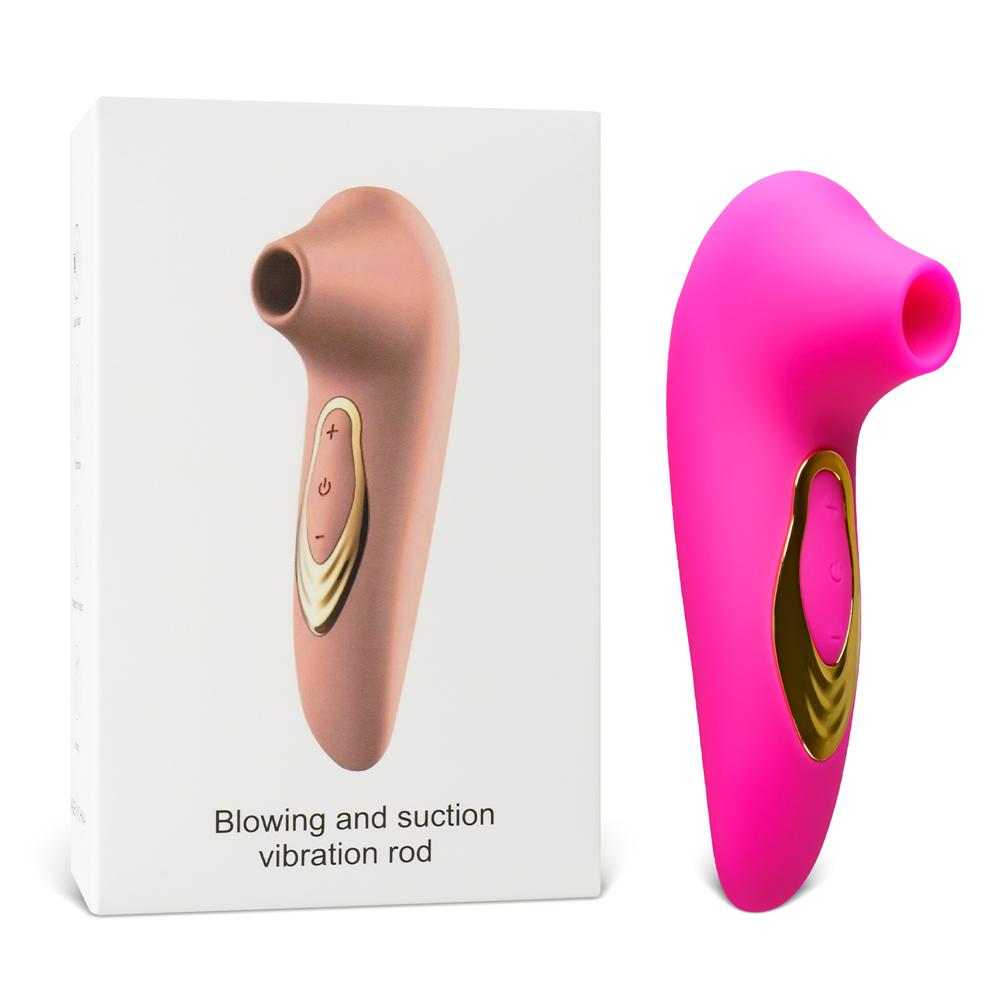 Magenta Sucking Massager with Plated Accent - 5-Speed, Medical Grade Silicone, Waterproof, Rechargeable