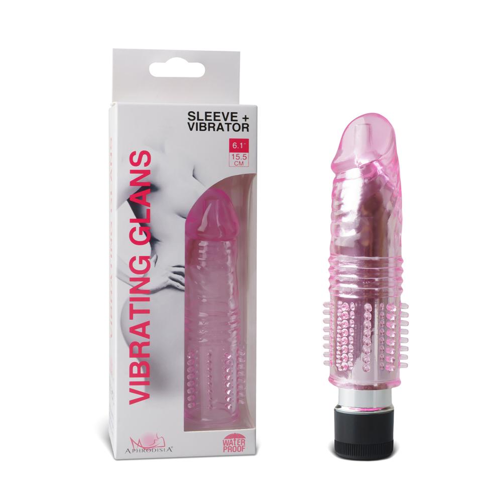 Multiple-Speed Clear Pink Color Penis Vibrator with TPE Sleeve