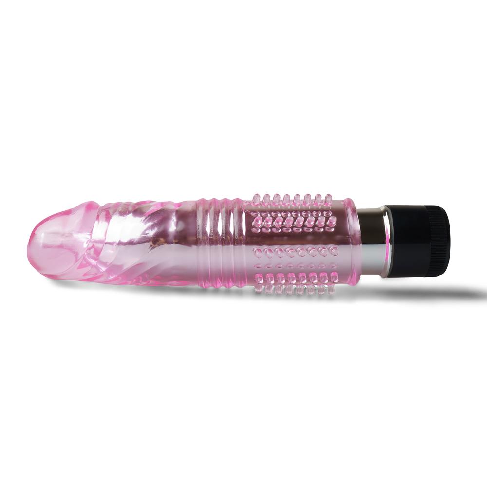 Multiple-Speed Clear Pink Color Penis Vibrator with TPE Sleeve