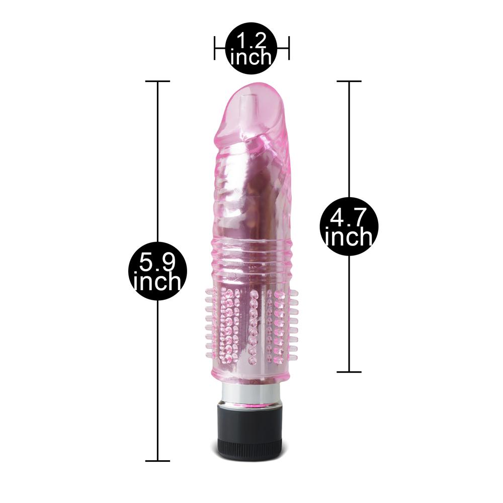 Multiple-Speed Clear Pink Color Penis Vibrator with TPE Sleeve