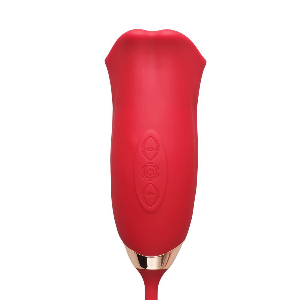 New Version Red Color Big Mouth Stimulator with Licking Tongue and Thrusting Vibrator