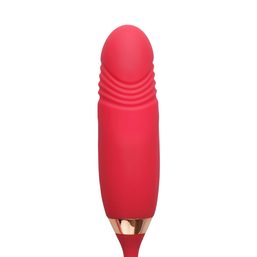 New Version Red Color Big Mouth Stimulator with Licking Tongue and Thrusting Vibrator