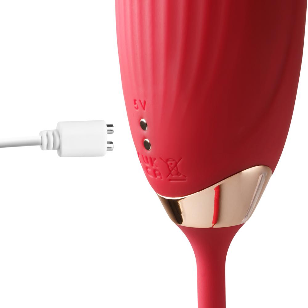 New Version Red Color Big Mouth Stimulator with Licking Tongue and Thrusting Vibrator