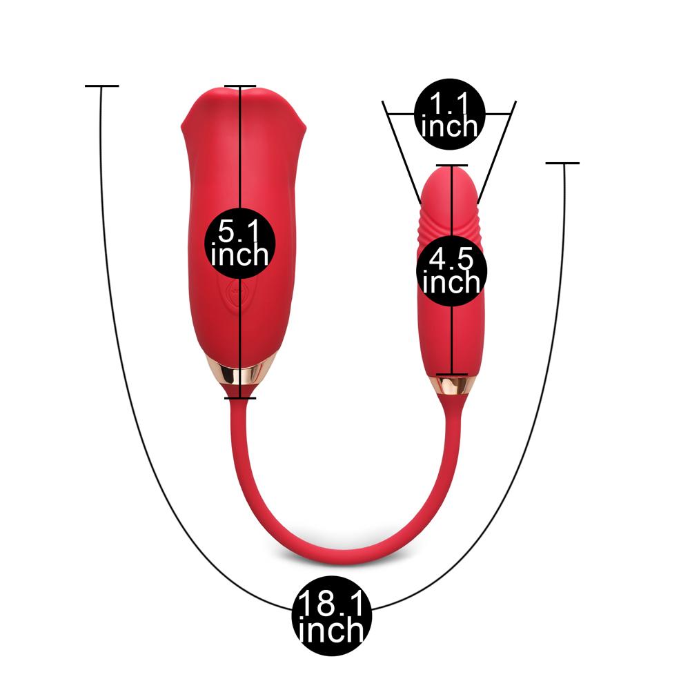 New Version Red Color Big Mouth Stimulator with Licking Tongue and Thrusting Vibrator