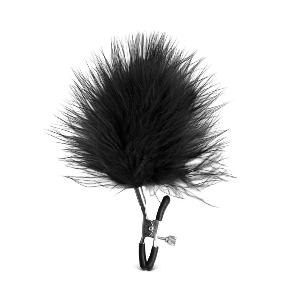 Nipple Clamps with Black Feather