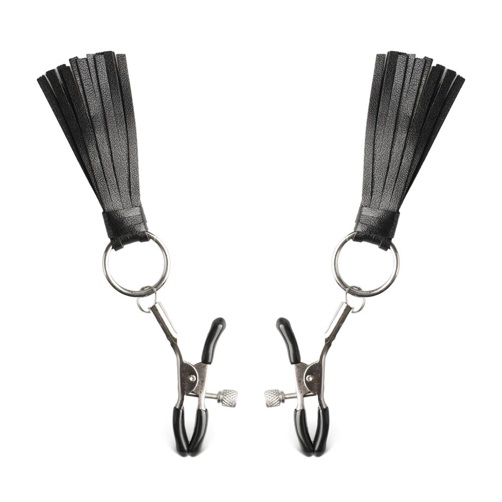 Nipple Clamps with Leather Cluster