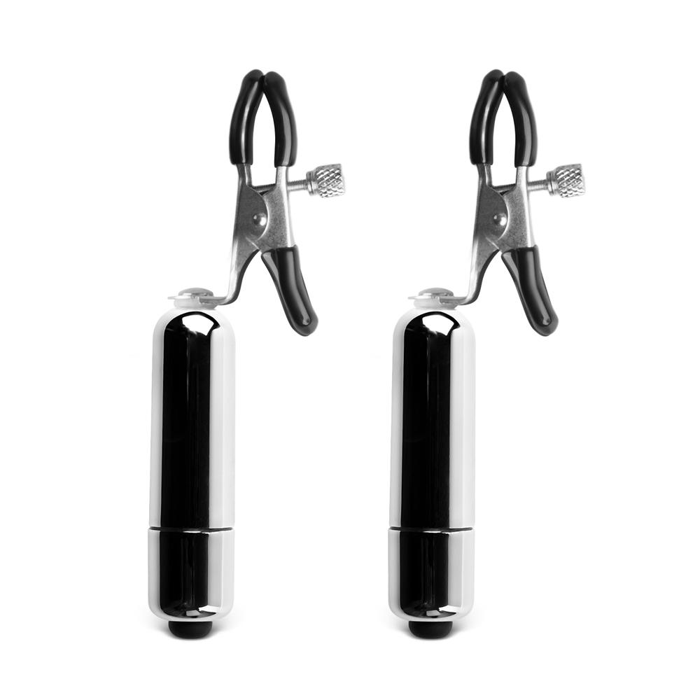 Nipple Clamps with Silver Vibrating Bullets ( Battery Included )