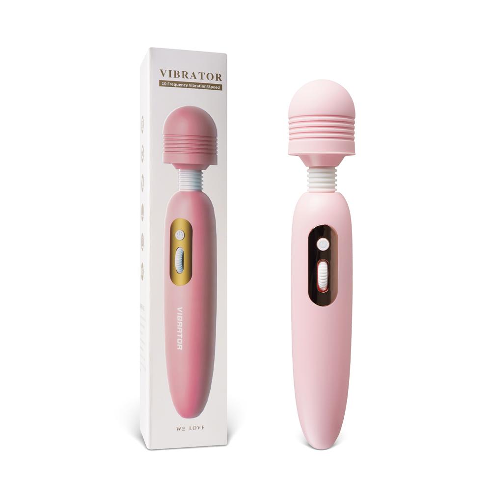 Pink 10-Speed Rechargeable Vibrating Silicone Wand Massager