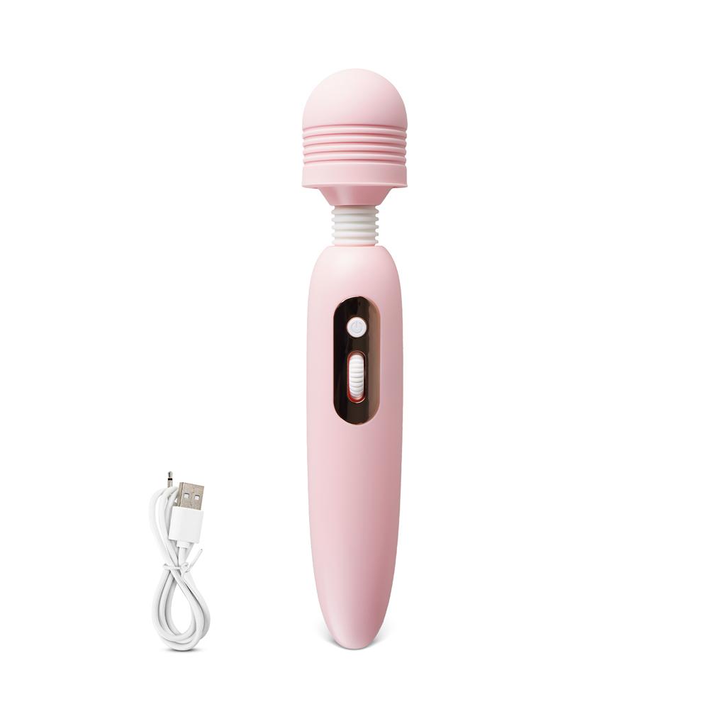 Pink 10-Speed Rechargeable Vibrating Silicone Wand Massager