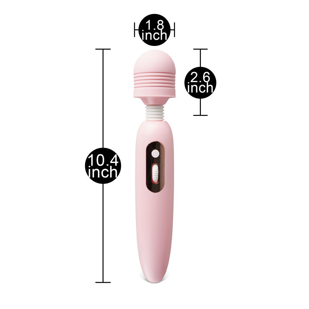 Pink 10-Speed Rechargeable Vibrating Silicone Wand Massager