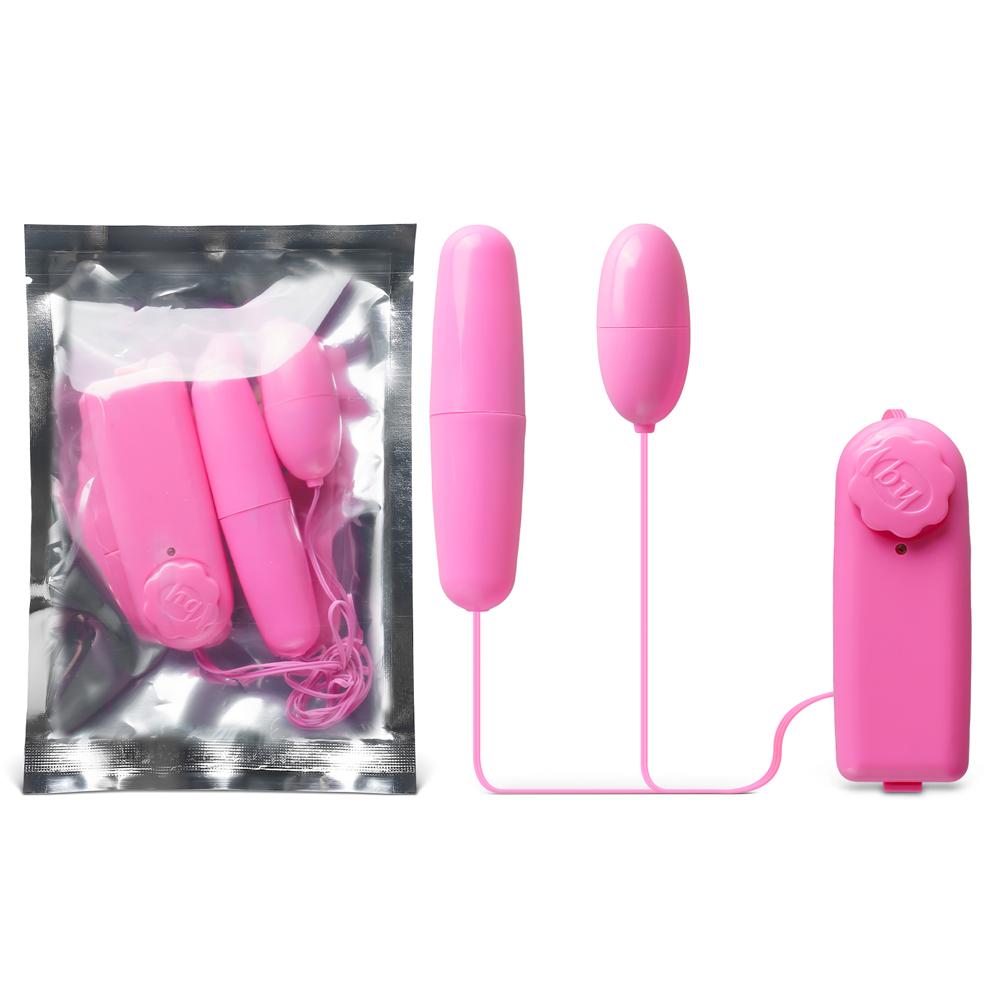 Pink Battery-Operated Classic Multi-Speed Dual Vibrating Eggs (Foil Bag)