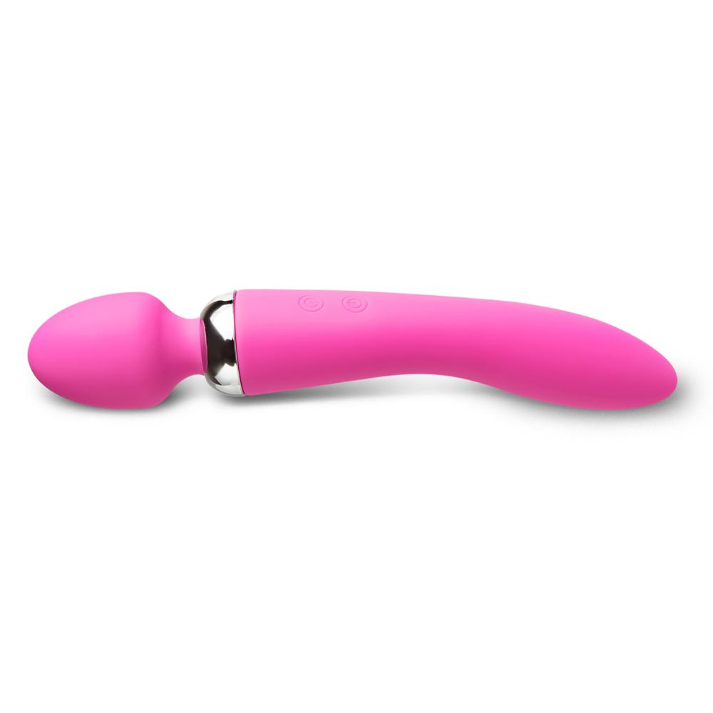 Pink Color 10-Speed Dual Vibrators Rechargeable Wand Massager (USB Recharging)