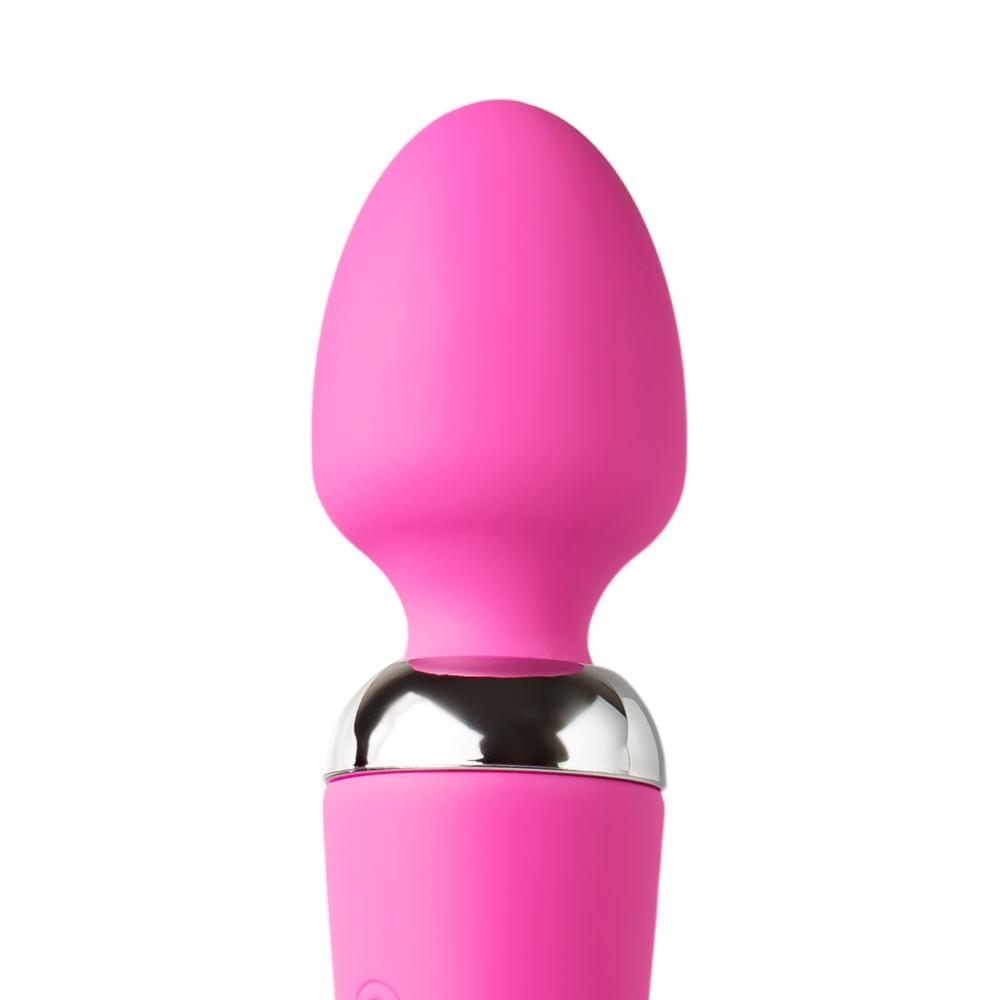 Pink Color 10-Speed Dual Vibrators Rechargeable Wand Massager (USB Recharging)