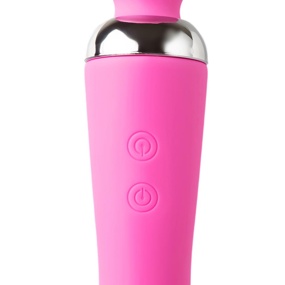 Pink Color 10-Speed Dual Vibrators Rechargeable Wand Massager (USB Recharging)