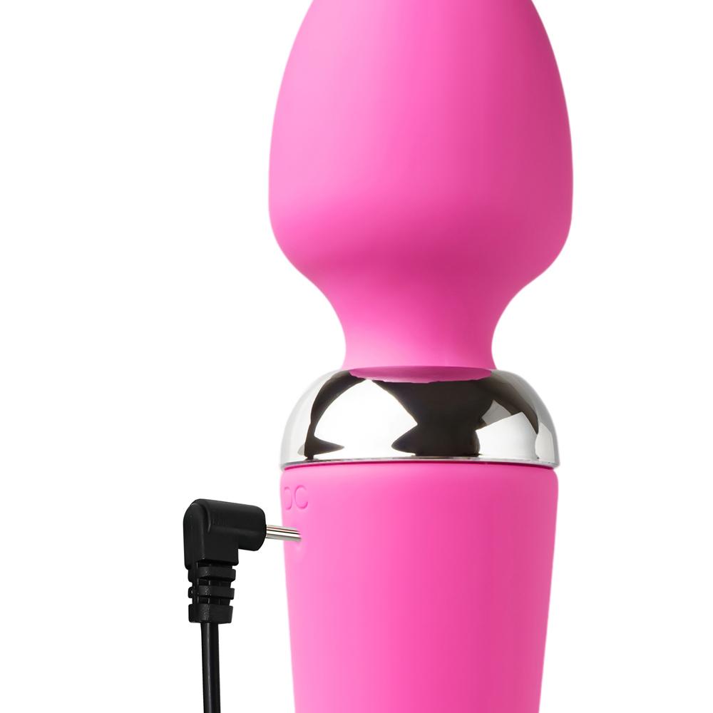 Pink Color 10-Speed Dual Vibrators Rechargeable Wand Massager (USB Recharging)