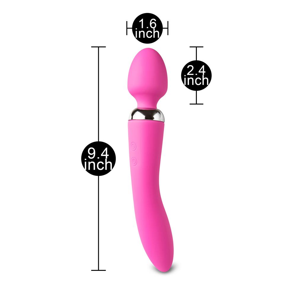 Pink Color 10-Speed Dual Vibrators Rechargeable Wand Massager (USB Recharging)