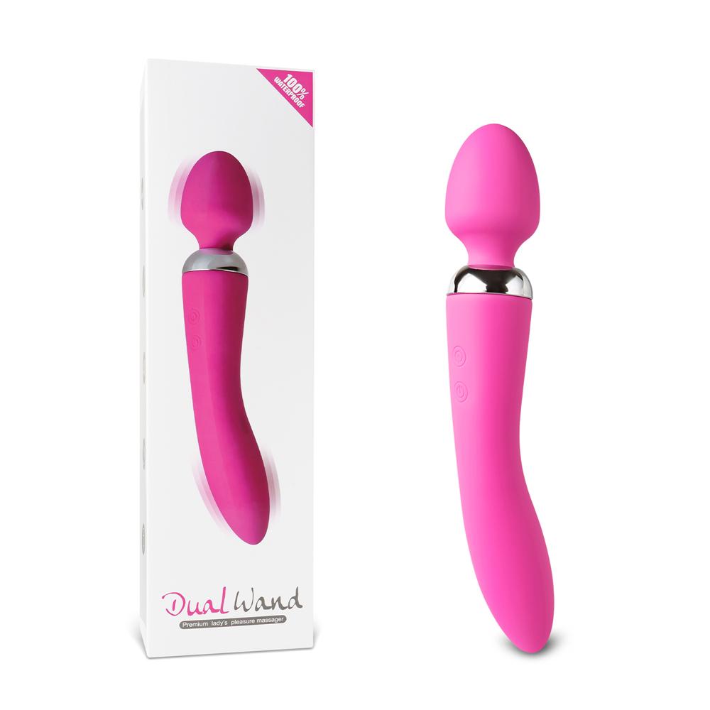 Pink Color 10-Speed Dual Vibrators Rechargeable Wand Massager (USB Recharging)