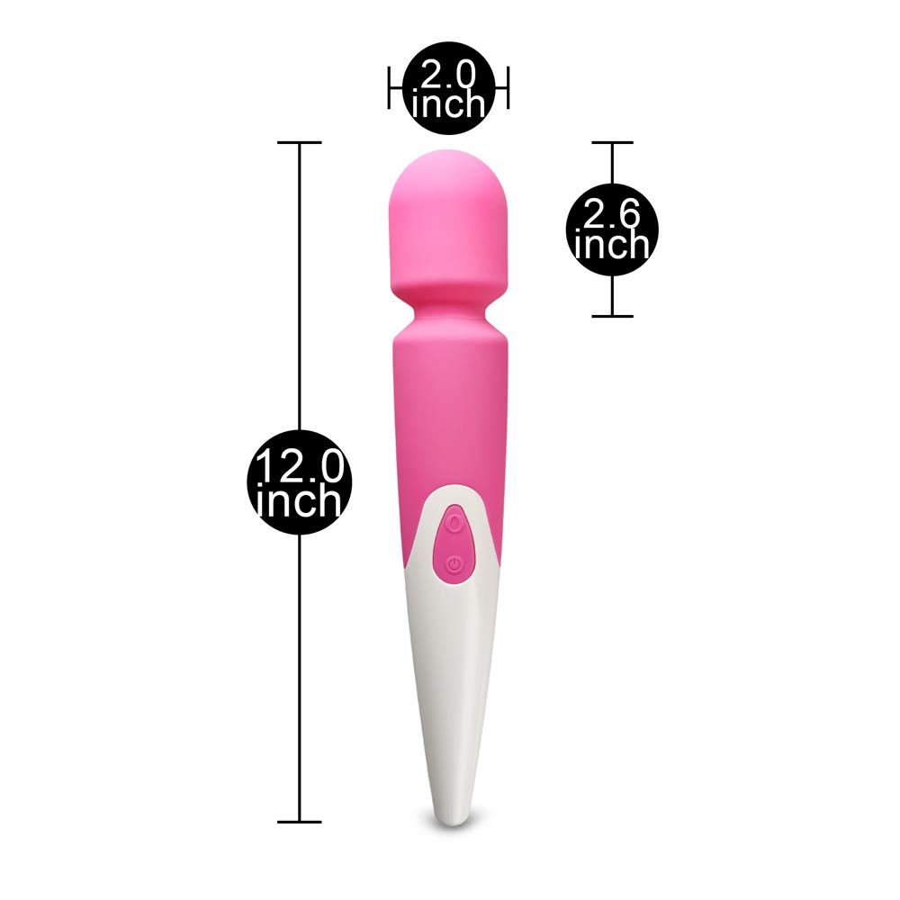 Pink Color 10-Speed Waterproof Rechargeable Wand Massager (USB Recharging)