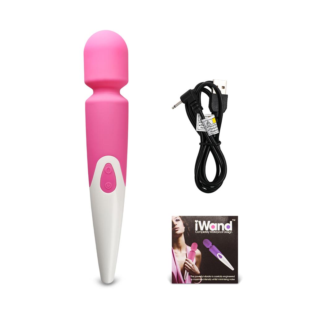 Pink Color 10-Speed Waterproof Rechargeable Wand Massager (USB Recharging)