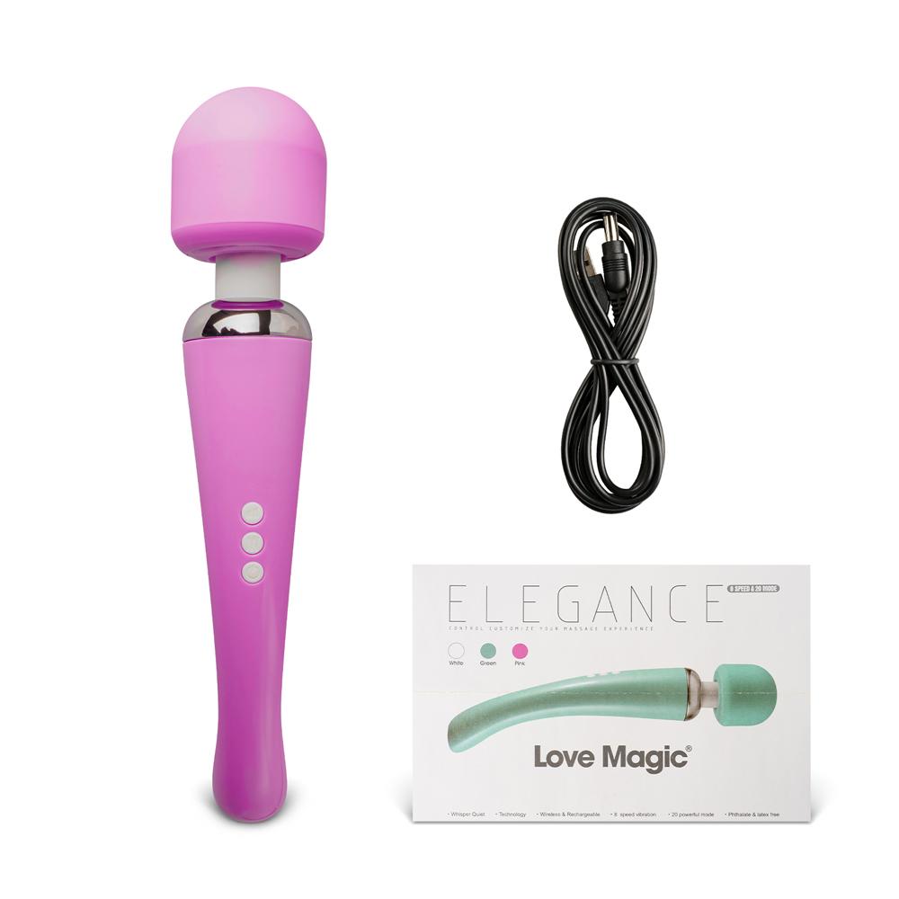 Pink Color 20-Mode Whisper Quiet Wand Massager (USB Recharging)