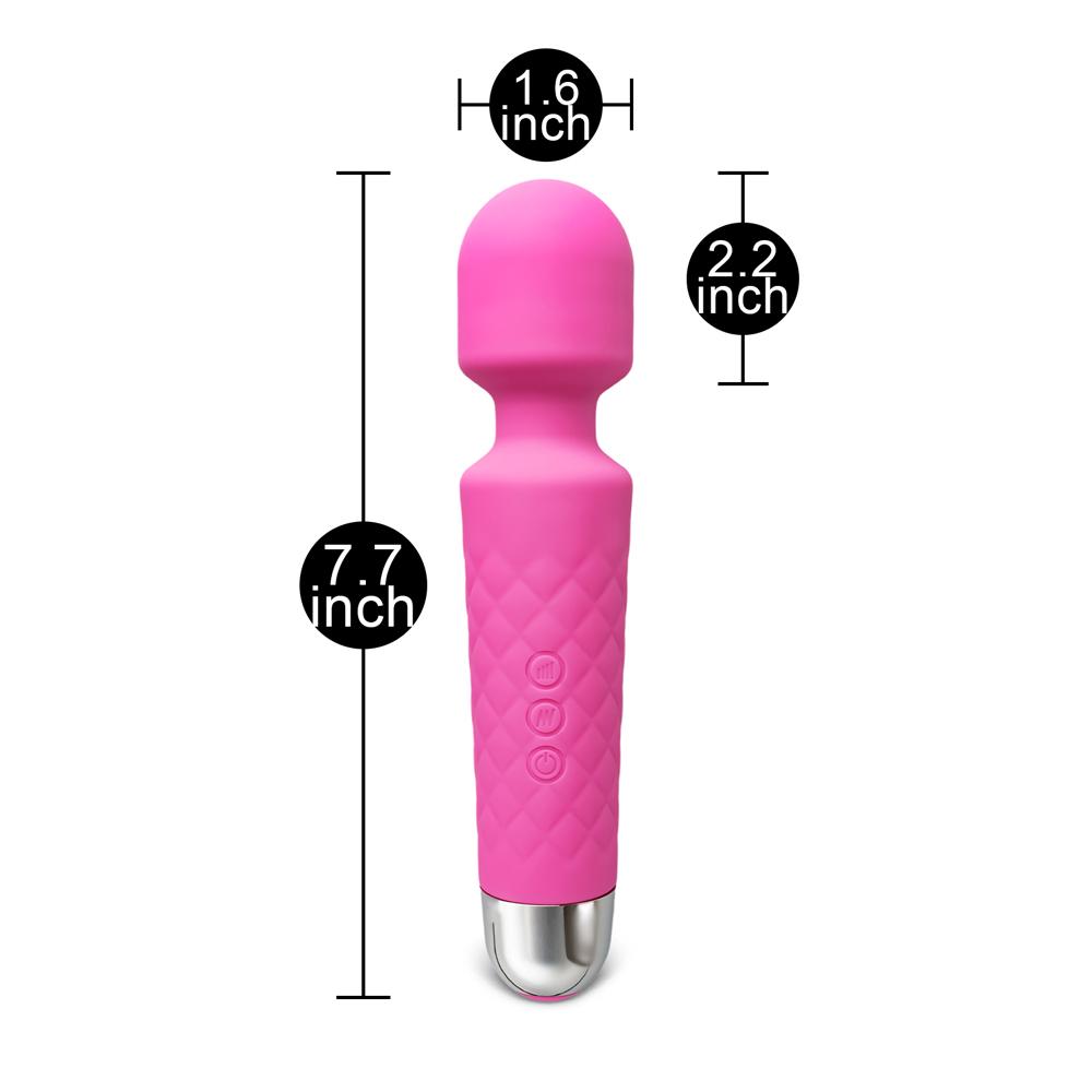 Pink Color 20-Speed Strong Vibrating Rechargeable Wand Massager (USB Recharging)