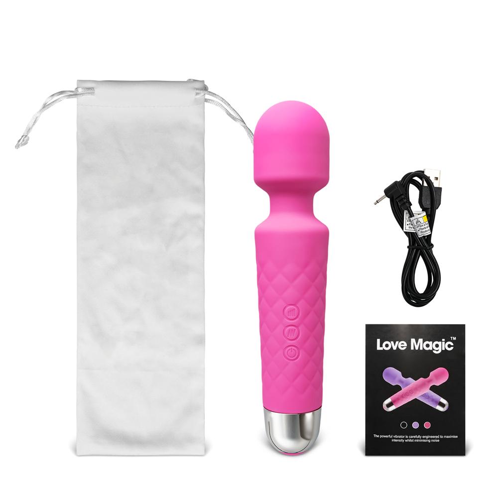 Pink Color 20-Speed Strong Vibrating Rechargeable Wand Massager (USB Recharging)