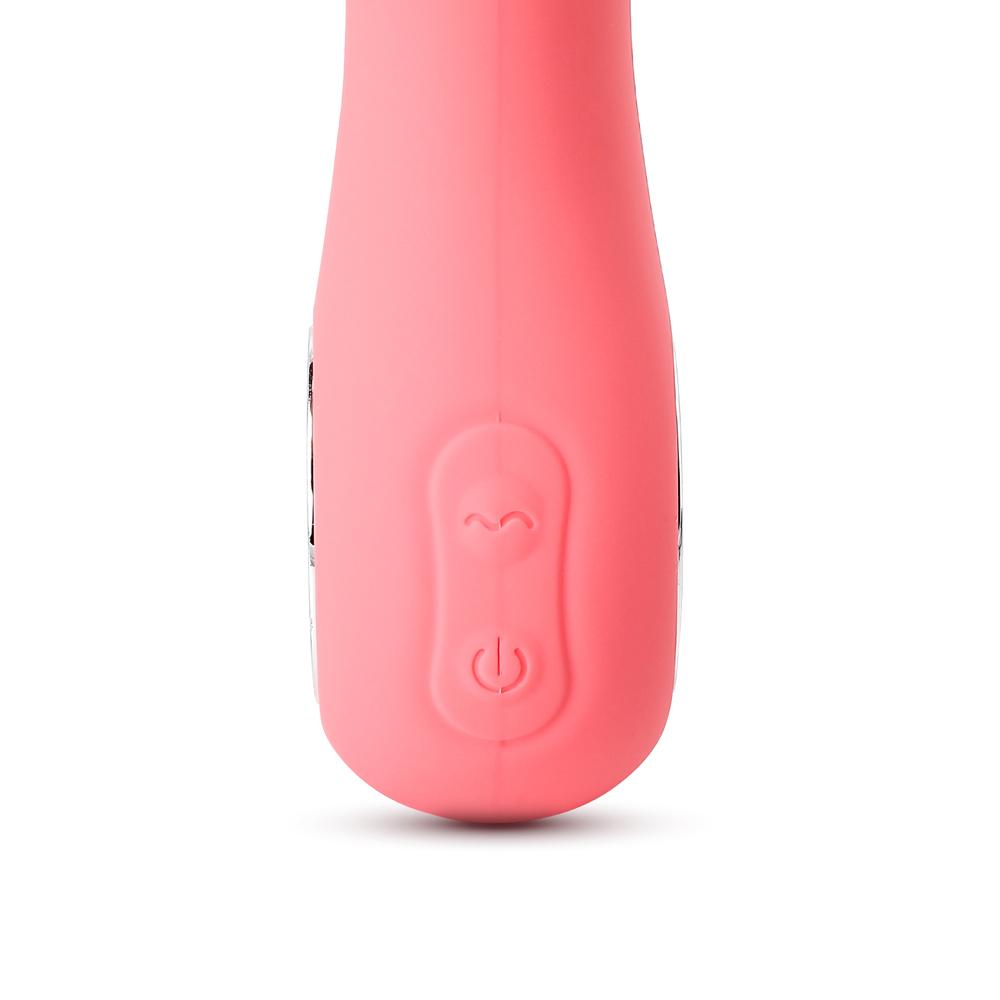 Pink Color 7 Speeds Rechargeable Silicone Penis Shape Vibrator with Rotation and Heating