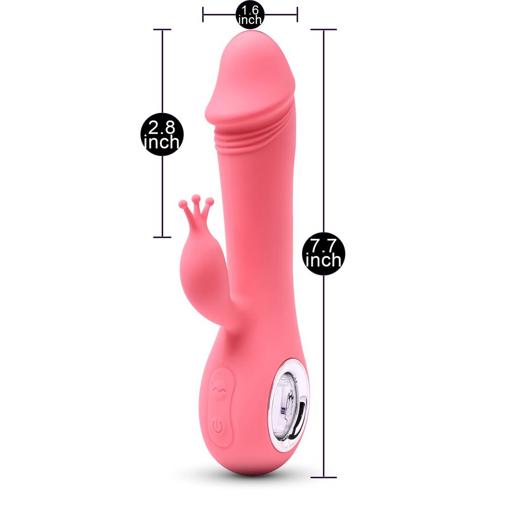 Pink Color 7 Speeds Rechargeable Silicone Penis Shape Vibrator with Rotation and Heating