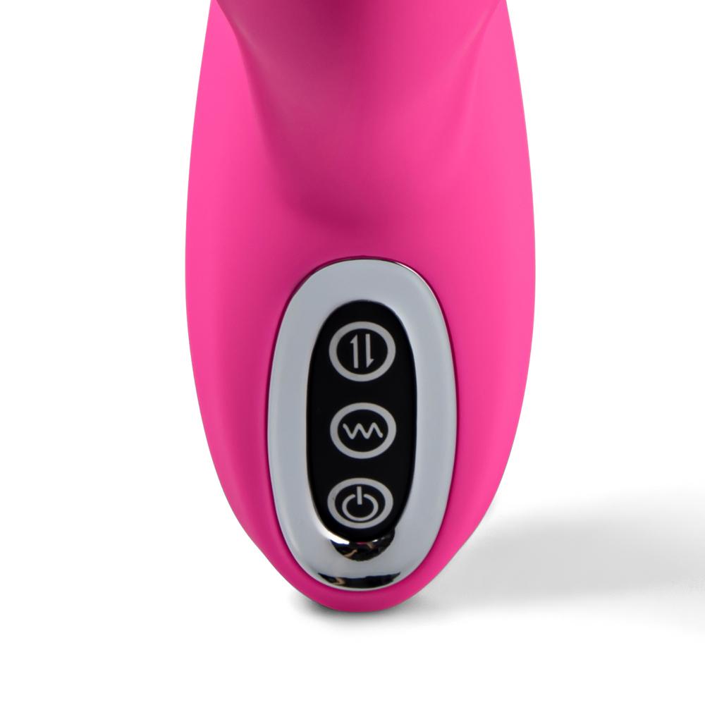 Pink Color 7 Speeds Rechargeable Silicone Vibrator with Clitoral Sucking Function and Anal Beads