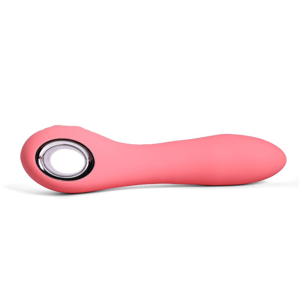 Pink Color 7 Speeds Rechargeable Silicone Vibrator with Rotation and Heating