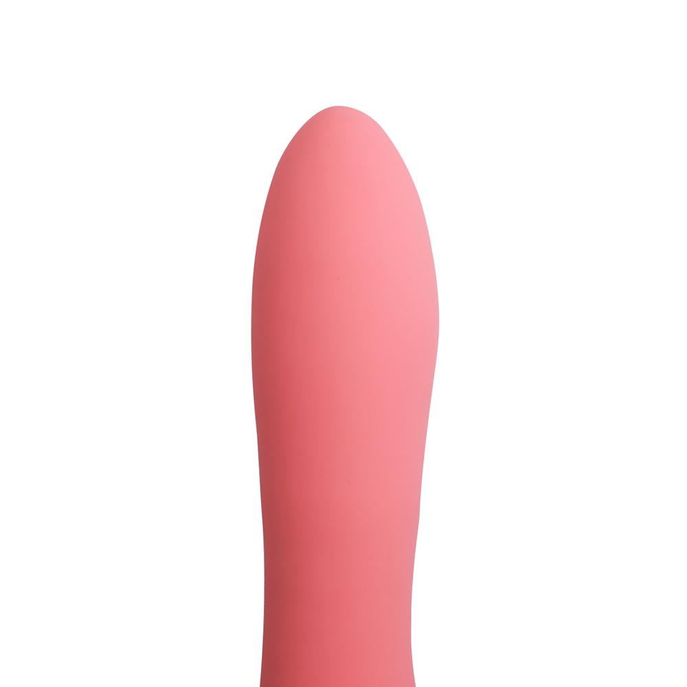 Pink Color 7 Speeds Rechargeable Silicone Vibrator with Rotation and Heating