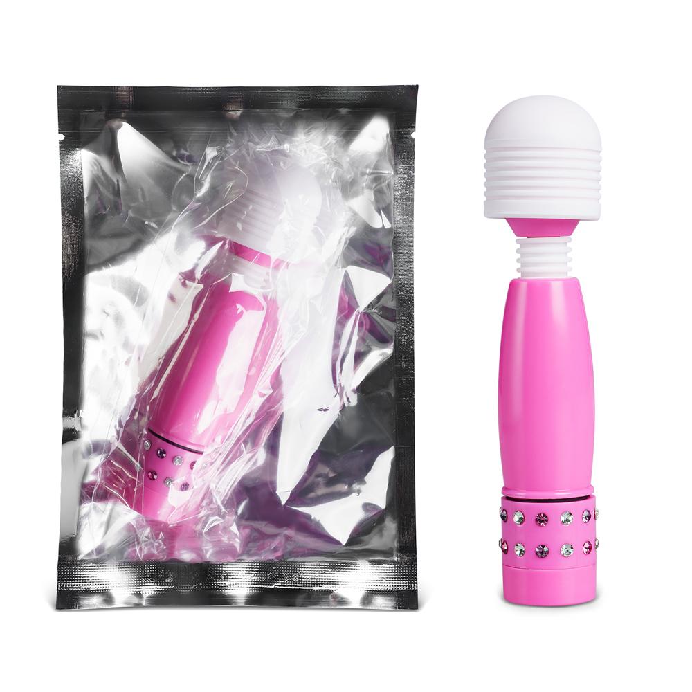 Pink Color Mini Wand Vibrator with Diamonds