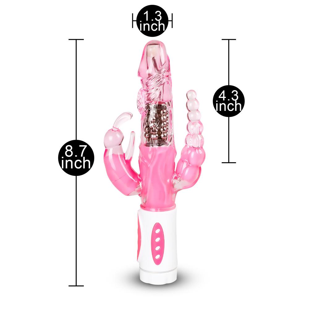 Pink Color Pearls and Rabbit Vibrator with Vibrating Beads