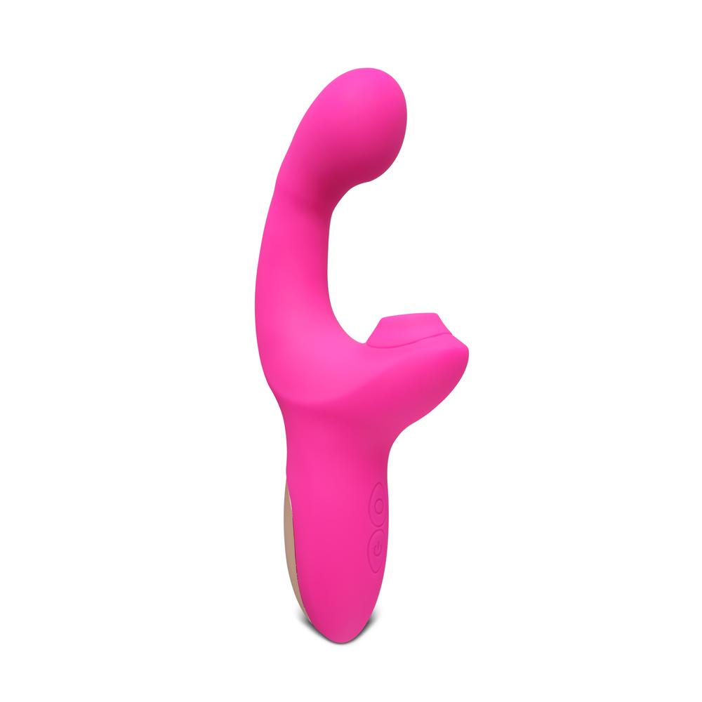 Pink Color Silicone G-Spot Vibrator with Sucking and Wiggling Function