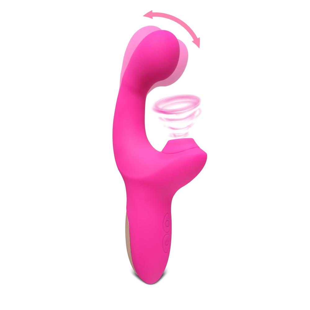 Pink Color Silicone G-Spot Vibrator with Sucking and Wiggling Function