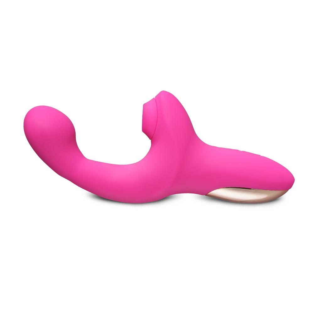 Pink Color Silicone G-Spot Vibrator with Sucking and Wiggling Function