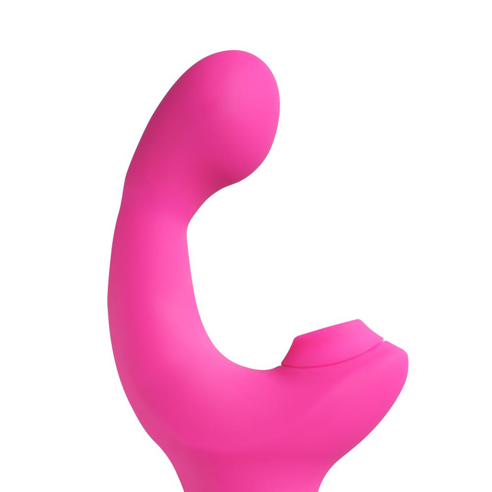 Pink Color Silicone G-Spot Vibrator with Sucking and Wiggling Function