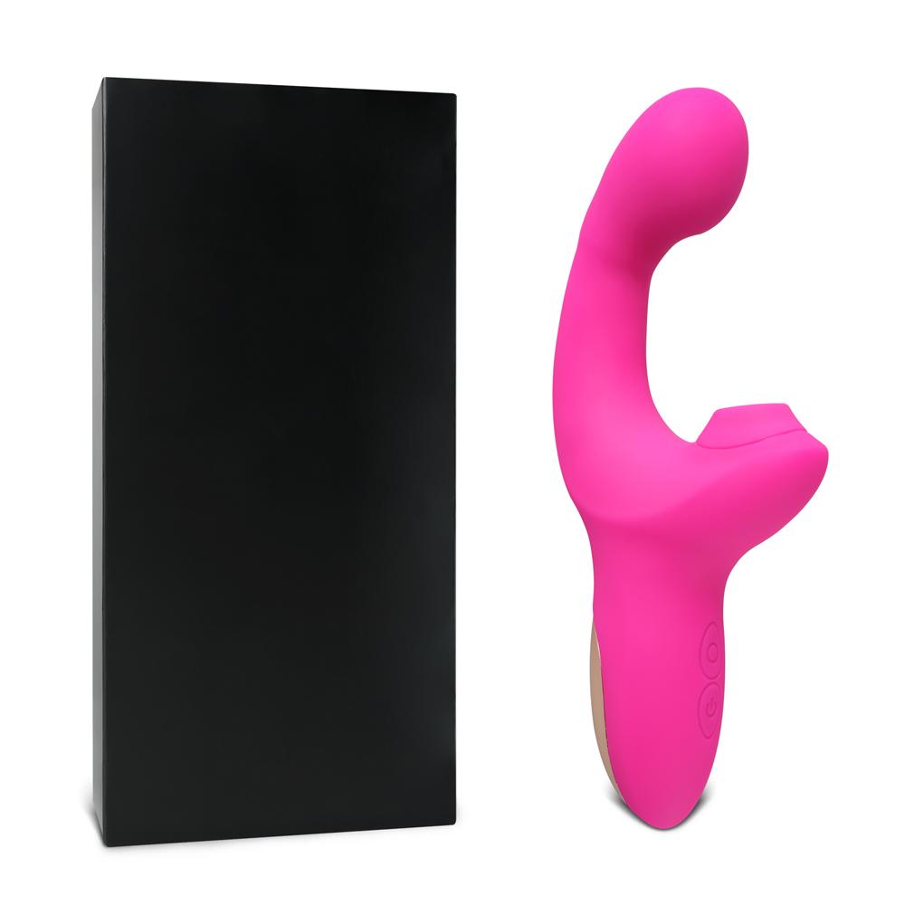 Pink Color Silicone G-Spot Vibrator with Sucking and Wiggling Function