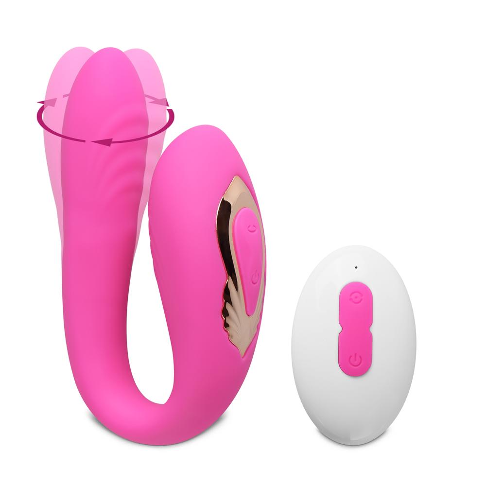 Pink Color Silicone Vibrator for Couple with Rotating Function